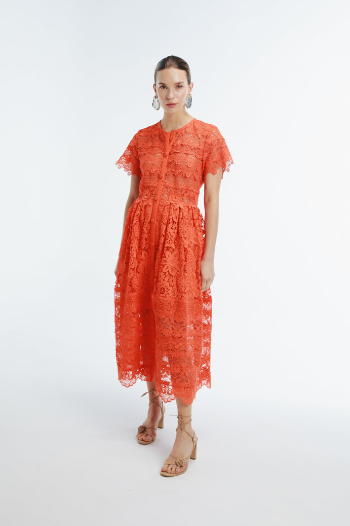 HIBISCUS MAXI DRESS FLAME